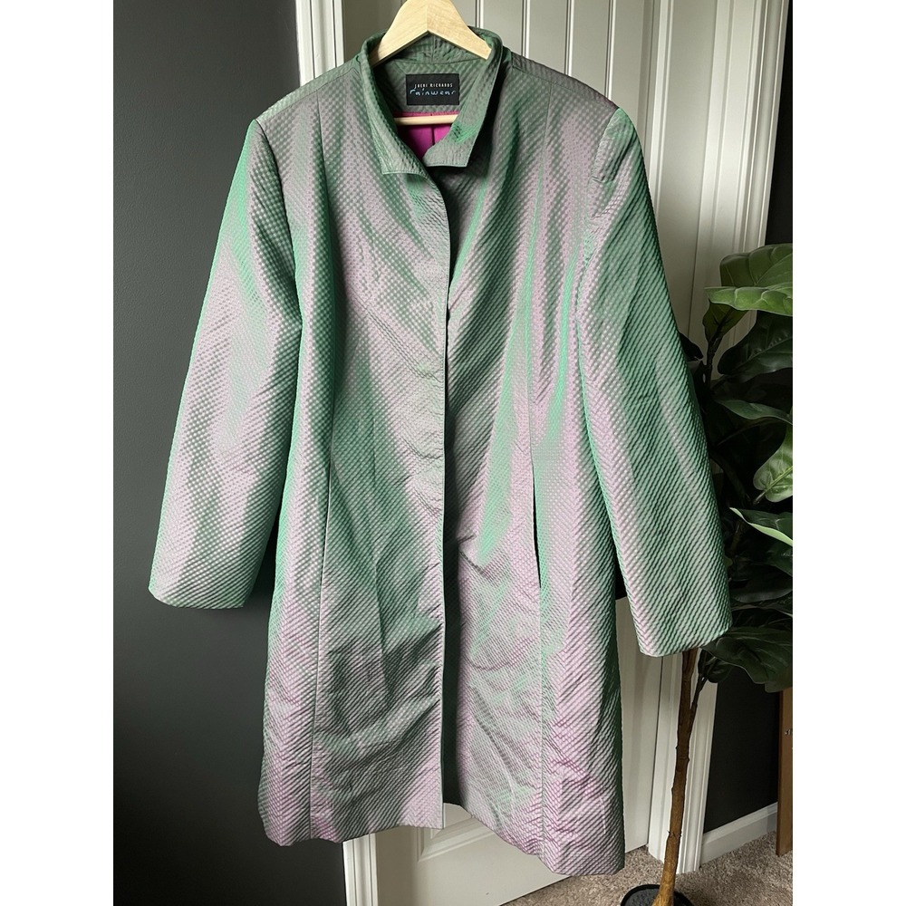 Vtg Jheri Richards Iridescent Raincoat Eclectic Whimsigoth Jacket L XL **Flaw**